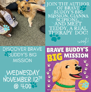 Gianna Scipione Author Visit with Teddy, the Therapy Dog